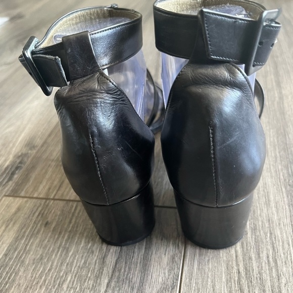 Yves Saint Laurent Italy YSL Black leather Strappy Sandals vintage block heel 7 - Picture 4 of 14